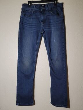 PAIGE | Men's Federal Slim Straight Jeans Whiskered Denim Designer Size 34